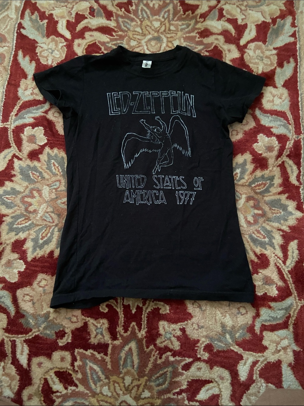 Tultex Black Graphic Tee with White Print